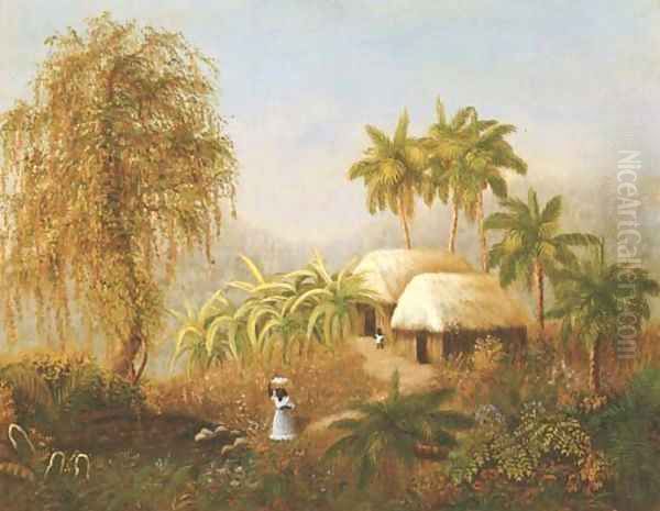 Tropical Scene Oil Painting by American School