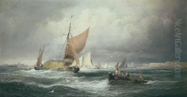 Marine Oil Painting by William A. Thornley Or Thornber