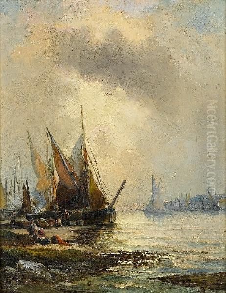 Low Tide Oil Painting by William A. Thornley Or Thornber