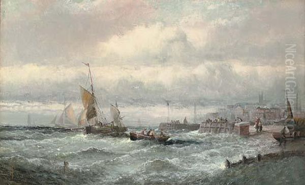 A Stiff Breeze Off Ramsgate Oil Painting by William A. Thornley Or Thornber