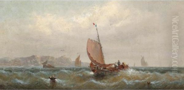 Sailing Off The Cliffs Oil Painting by William A. Thornley Or Thornber