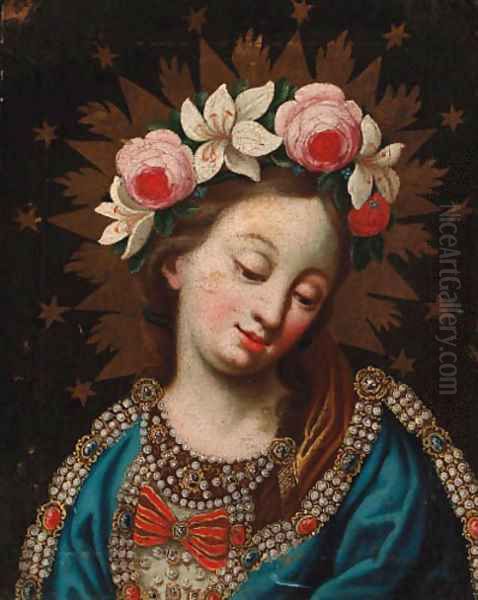 The Madonna Oil Painting by Spanish Colonial School