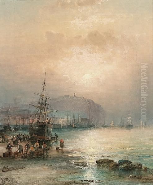 Scarborough Oil Painting by William A. Thornley Or Thornber