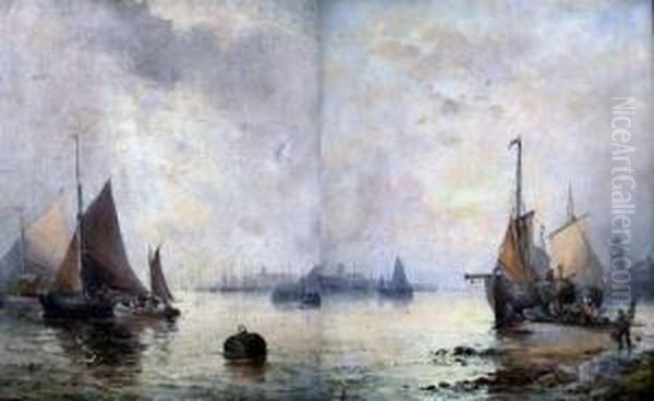 Fishing Boats At Dawn And Dusk Oil Painting by William Georges Thornley