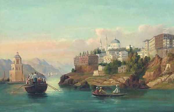 A Bosphorus view Oil Painting by Turkish School