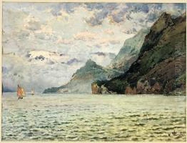 Lago Di Garda Oil Painting by William Georges Thornley