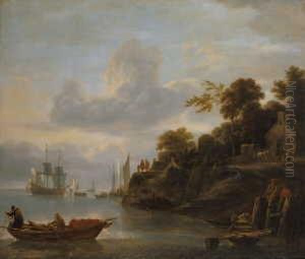 Hafenszene. Signiert Mitte Rechts: W. Thornley. Ol Auf Leinwand. H 88; B 101 Cm. Oil Painting by William Georges Thornley