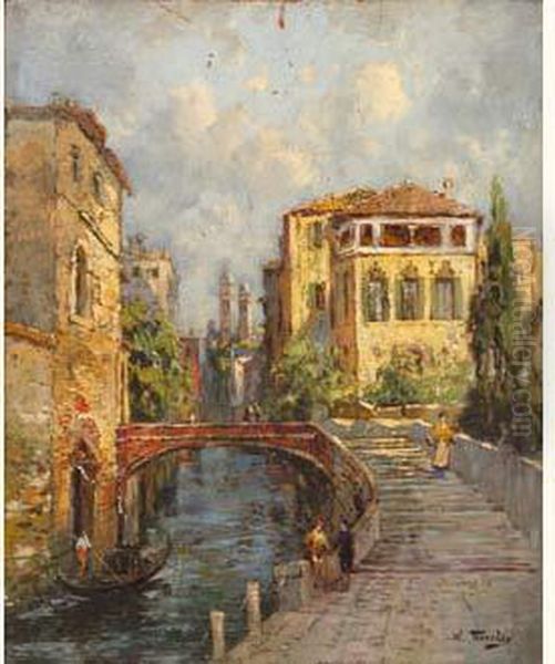 Pont Sur Le Rio St Paulo A Venise Oil Painting by William Georges Thornley