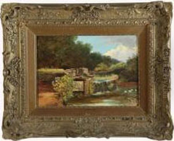 Spillway On A Country Stream Oil Painting by Joseph Thors