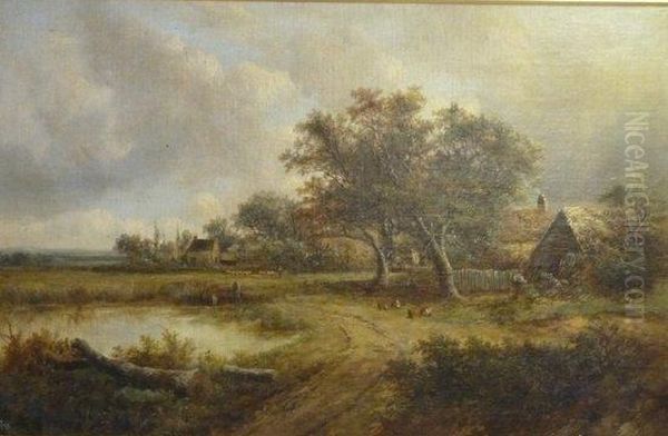 Village Pond Oil Painting by Joseph Thors