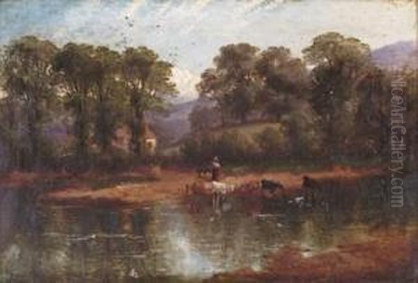 At Llanellen On The Usk Oil Painting by Joseph Thors