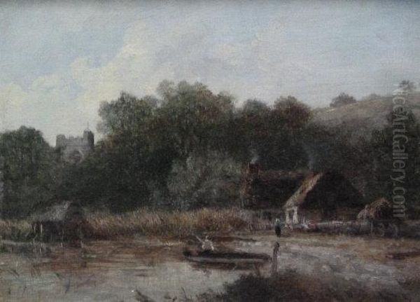 Cottage By A River Oil Painting by Joseph Thors