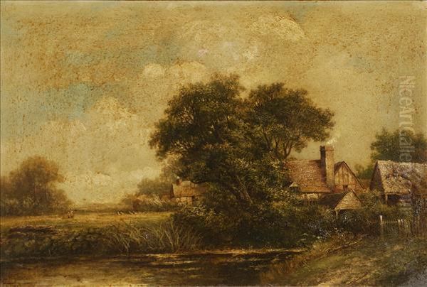 Cottages By A Pond Oil Painting by Joseph Thors