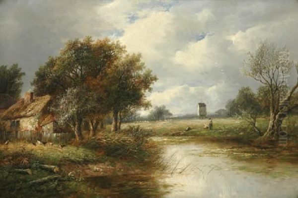 Landscape With Windmill Oil Painting by Joseph Thors