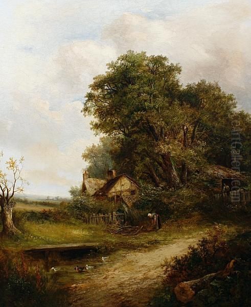 View Near Godalming, Surrey Oil Painting by Joseph Thors