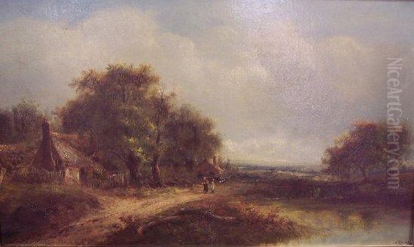 Figures On A Country Lane Oil Painting by Joseph Thors