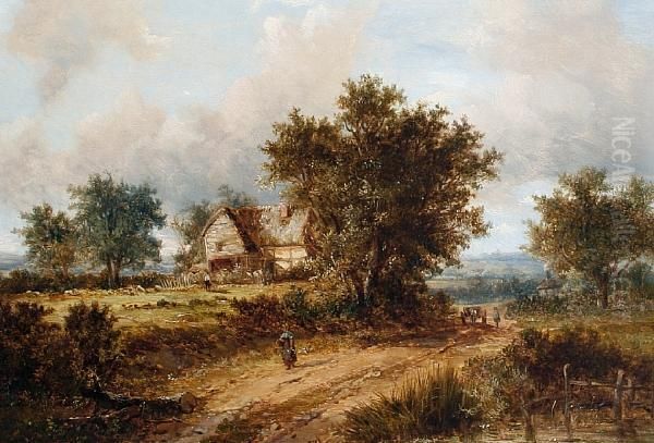 A Wooded Landscape With Figures On Apath Oil Painting by Joseph Thors