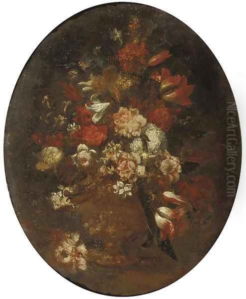 Mixed flowers in a vase Oil Painting by Andrea Scacciati