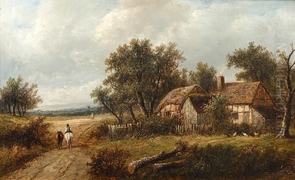 Landscape With Cottage; River Landscape Oil Painting by Joseph Thors