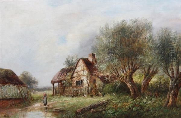 Rural Cottage By A Pool Oil Painting by Joseph Thors