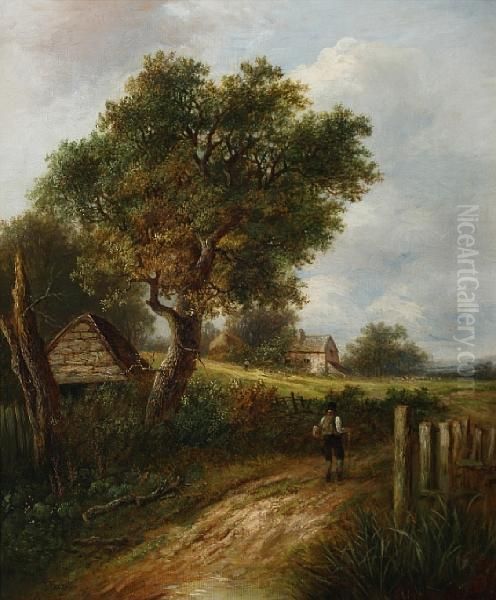 Figure On A Country Lane Oil Painting by Joseph Thors