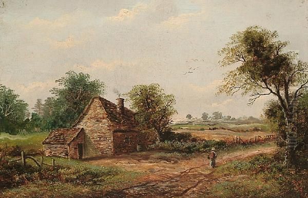 A Figure On A Country Lane Oil Painting by Joseph Thors