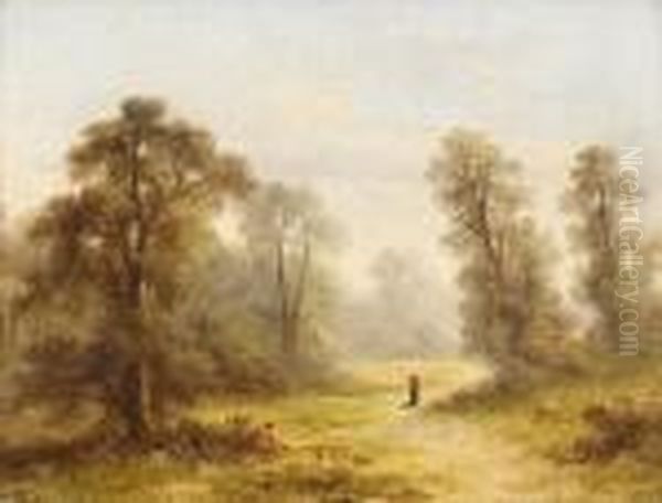 Bauerin Auf Einemfeldweg Oil Painting by Joseph Thors