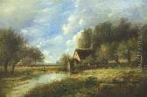 Landscape With Cottages Oil Painting by Joseph Thors