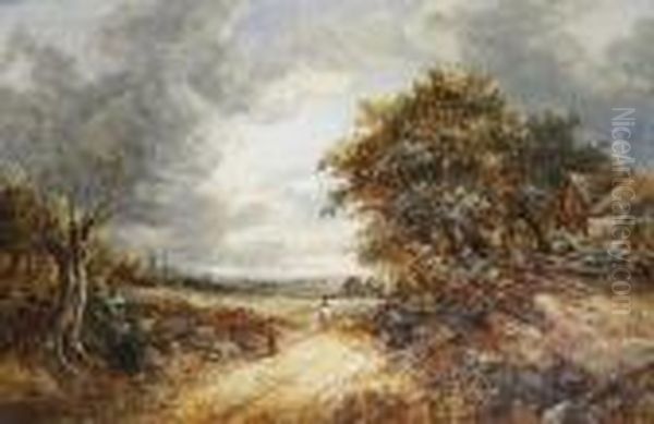 Figures On A Country Path Oil Painting by Joseph Thors