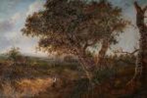 A Wooded Landscape With Figure On Apath Oil Painting by Joseph Thors