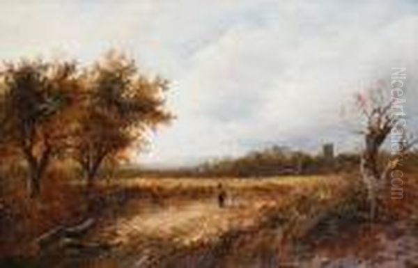 Figures On A Country Path Oil Painting by Joseph Thors