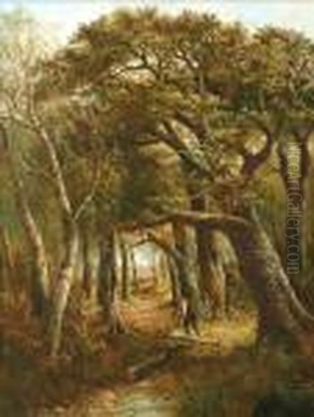 A Woodcutter Oil Painting by Joseph Thors