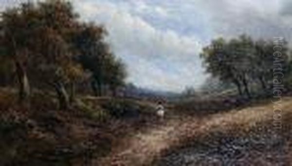 Horse Rider On A Wooded Track Oil Painting by Joseph Thors