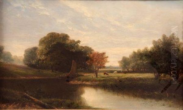 Riverlandscape With Figures Oil Painting by Joseph Thors