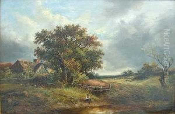 Showery Day In Surrey Oil Painting by Joseph Thors