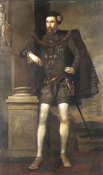 Portrait of Henry Howard, Earl of Surrey, aged 29 Oil Painting by William Scrots