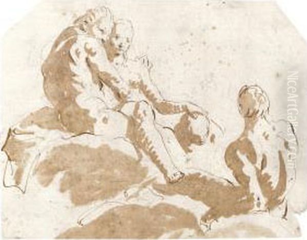 An Allegorical Scene, Possibly Time Embracing Beauty Oil Painting by Giovanni Battista Tiepolo