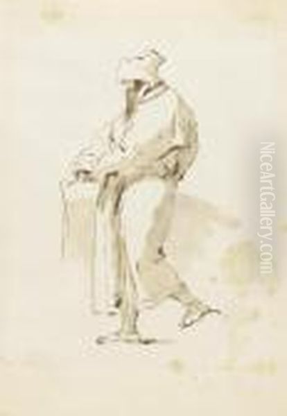 A Standing Figure, Seen In Profile Oil Painting by Giovanni Battista Tiepolo