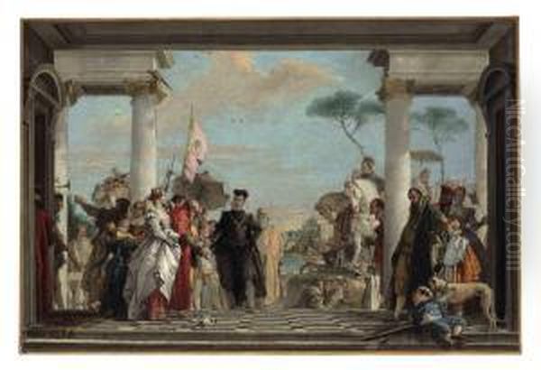 The Arrival Of Henry Iii At The Villa Contarini Oil Painting by Giovanni Battista Tiepolo