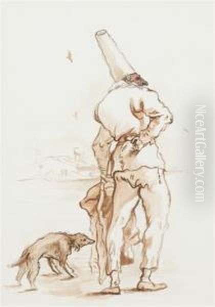 Man With Dog by Giovanni Battista Tiepolo