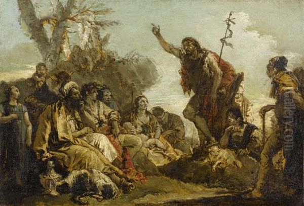 John The Baptist Preaching Oil Painting by Giovanni Battista Tiepolo