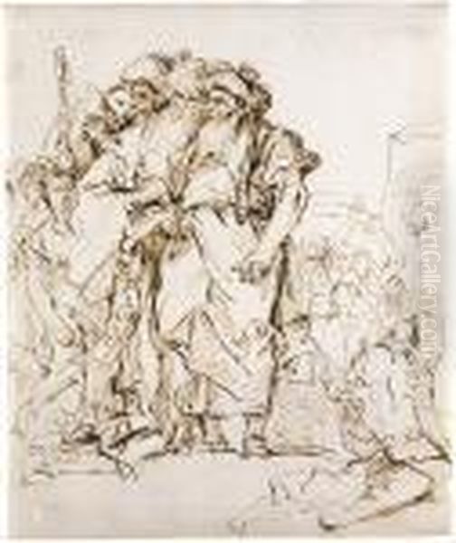 A Group Of Oriental Magicians And Other Figures Oil Painting by Giovanni Battista Tiepolo