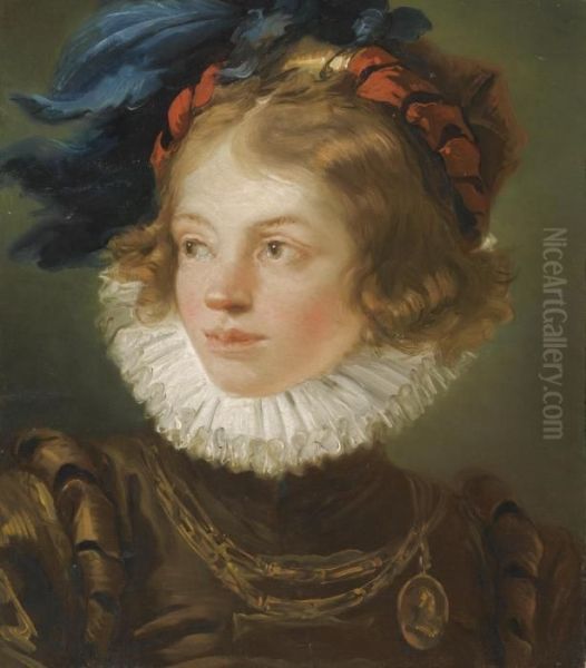 A Young Boy In The Costume Of A Page, Head And Shoulders Oil Painting by Giovanni Battista Tiepolo