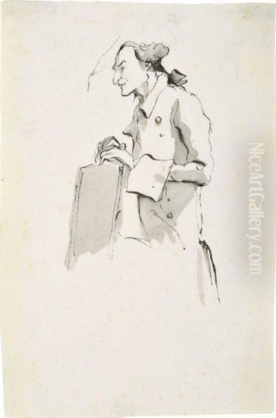 Caricature Of A Lawyer Holding A Folio Oil Painting by Giovanni Battista Tiepolo