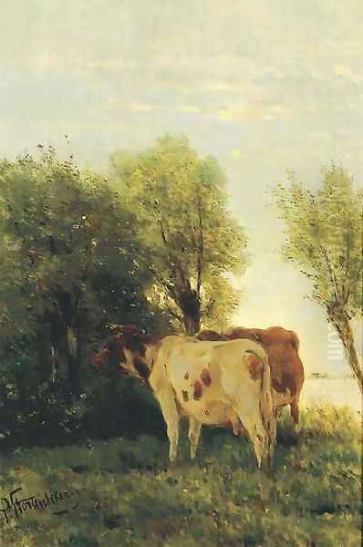 Cattle in a landscape Oil Painting by Pieter Stortenbeker