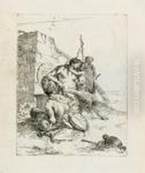 Satyr Family With The Obelisk Oil Painting by Giovanni Battista Tiepolo