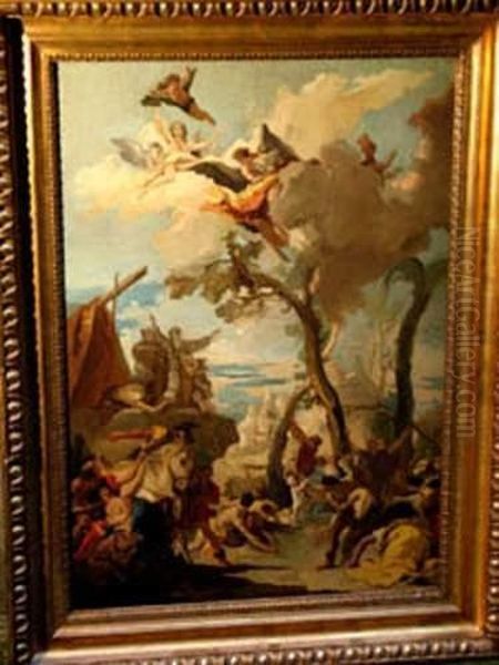 Moses Praying For Manna Rain Oil Painting by Giovanni Battista Tiepolo