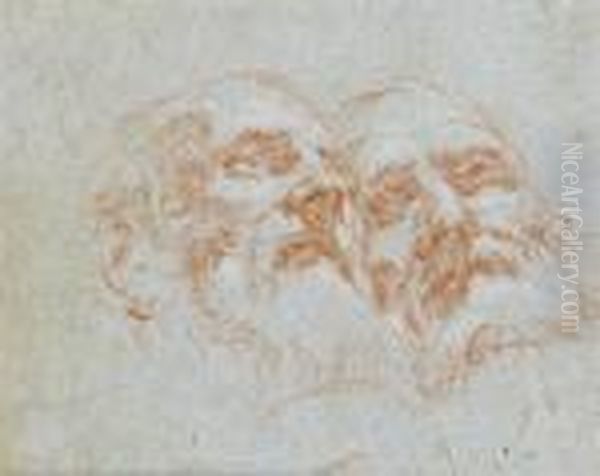 Two Heads Of Bearded Men Oil Painting by Giovanni Battista Tiepolo