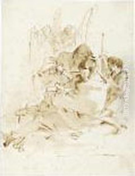 The Holy Family With The Youthful St. John And Two Angels Oil Painting by Giovanni Battista Tiepolo