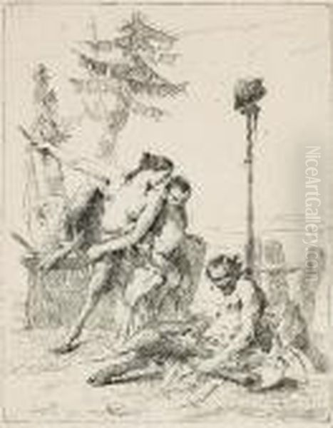 The Happy Satyr And His Family Oil Painting by Giovanni Battista Tiepolo